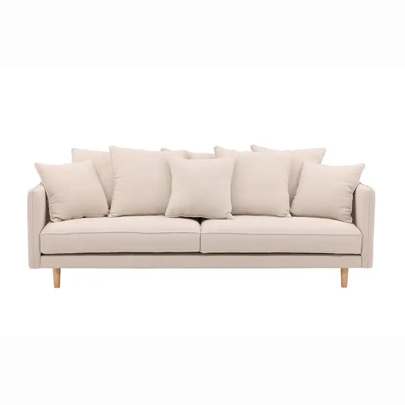 Soffa Vind Segelskären Beige 3-Sits med Tallben & Linnekuddar
