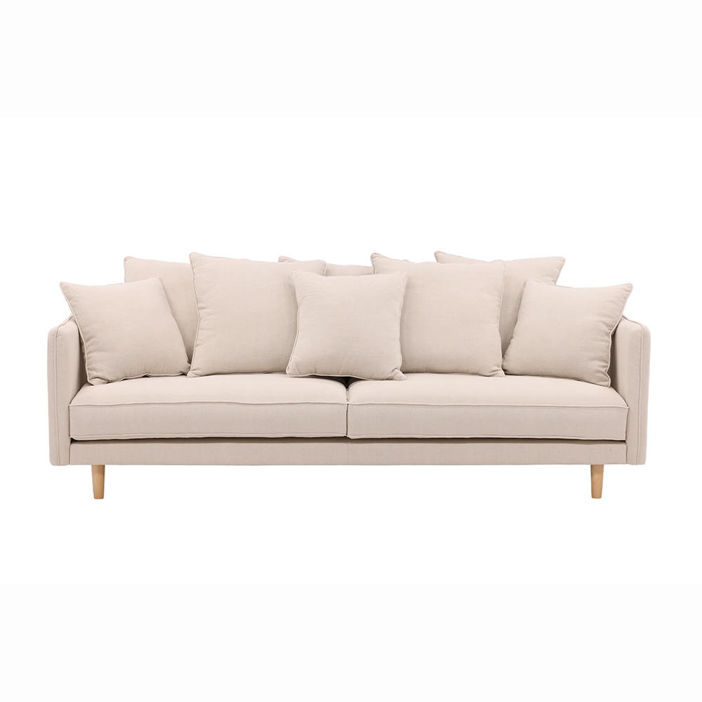 Soffa Vind Segelskären Beige 3-Sits med Tallben & Linnekuddar
