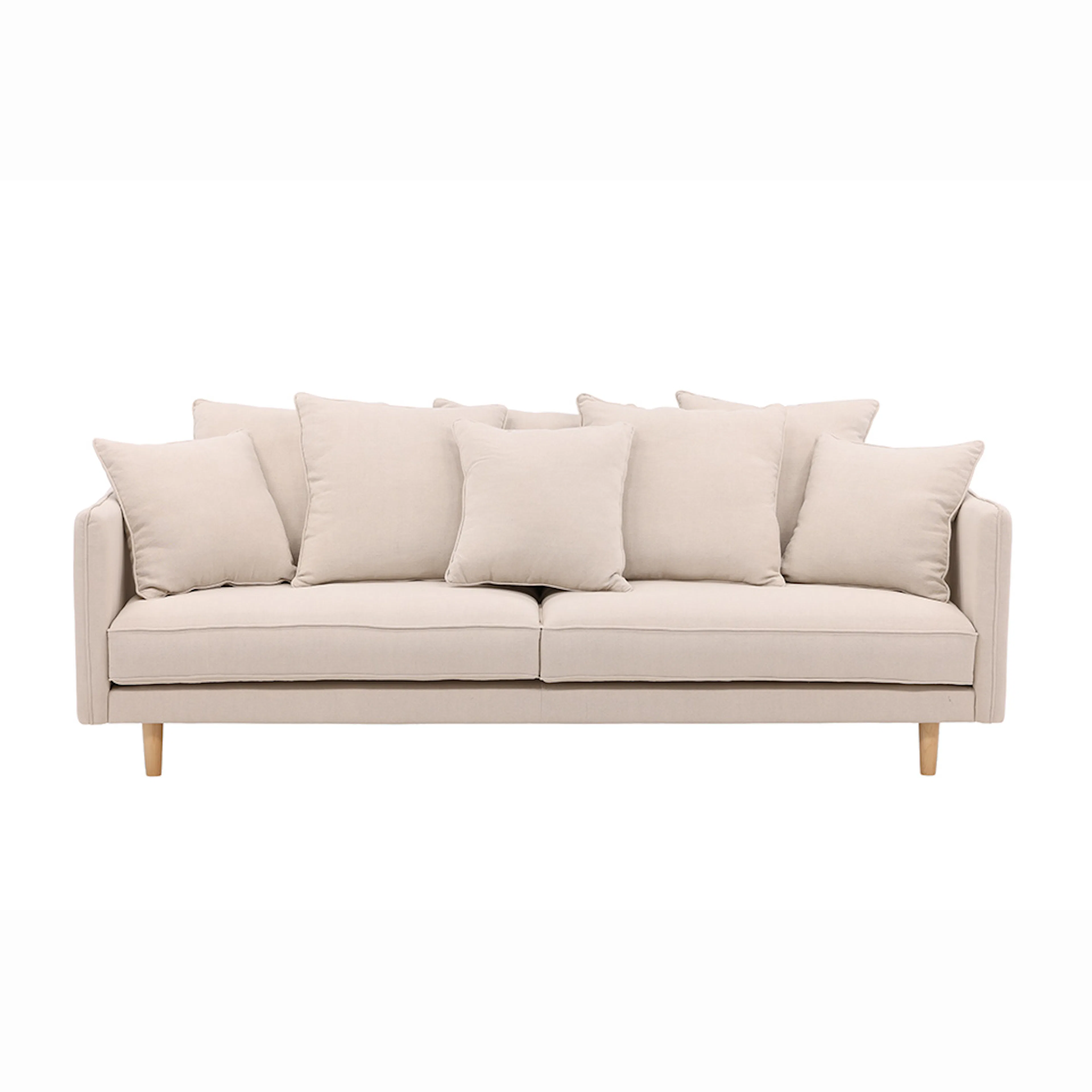 Soffa Vind Segelskären Beige 3-Sits med Tallben & Linnekuddar