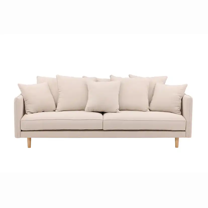 Soffa Vind Segelskären Beige 3-Sits med Tallben & Linnekuddar