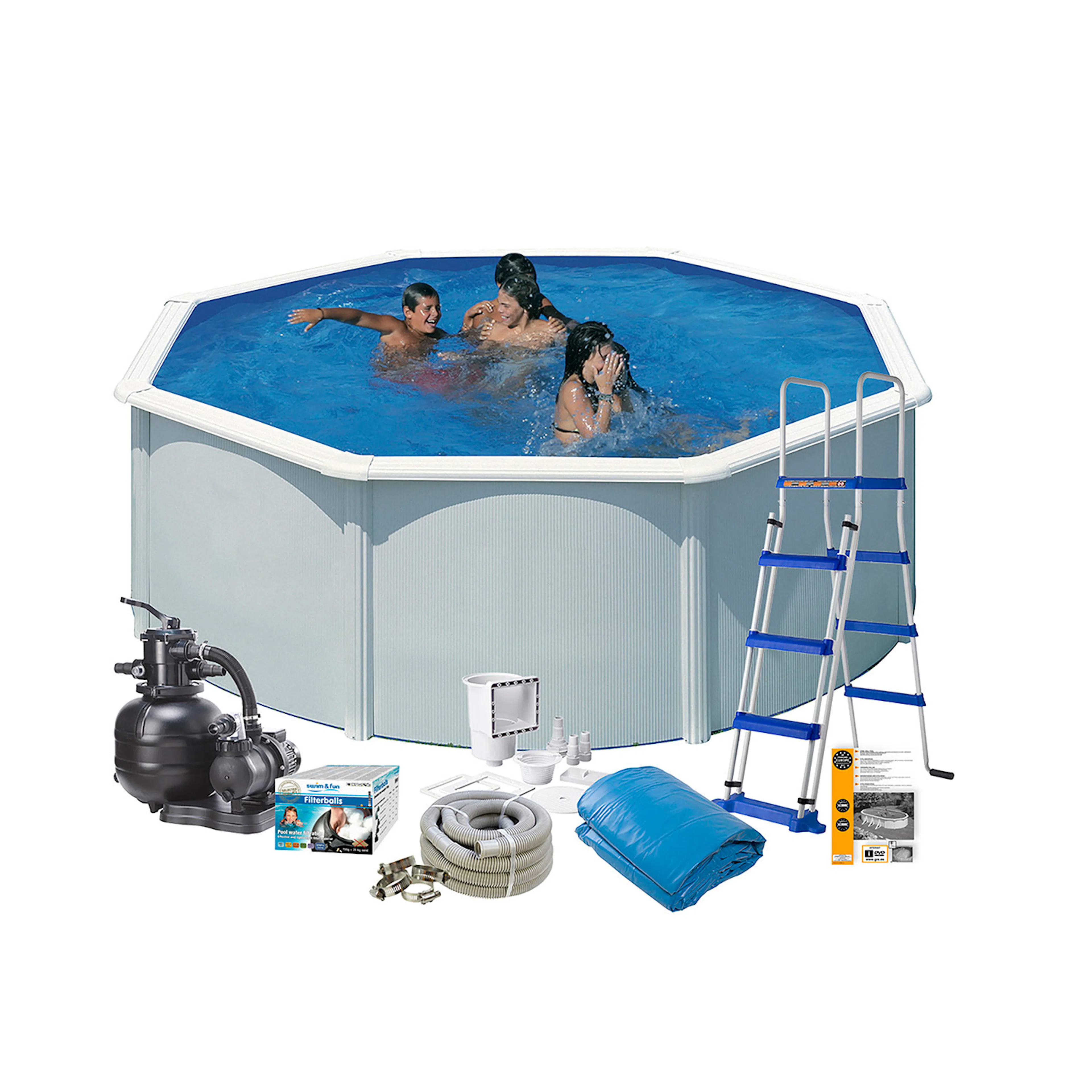 Pool white steel Ø350x120 Baspaket Diameter: 350 cm
