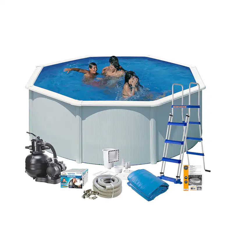 Pool white steel Ø350x120 Baspaket Diameter: 350 cm