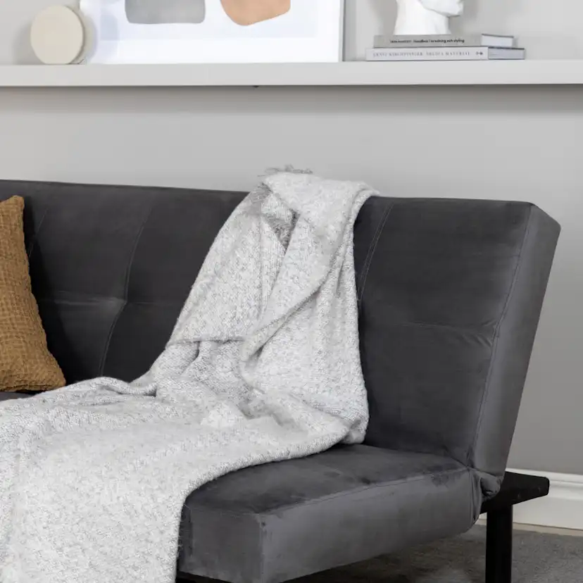 Bäddsoffa Venture Home Bodil Grå Sammet 2-sitssoffa 180x80x55 cm 1 Sovplats