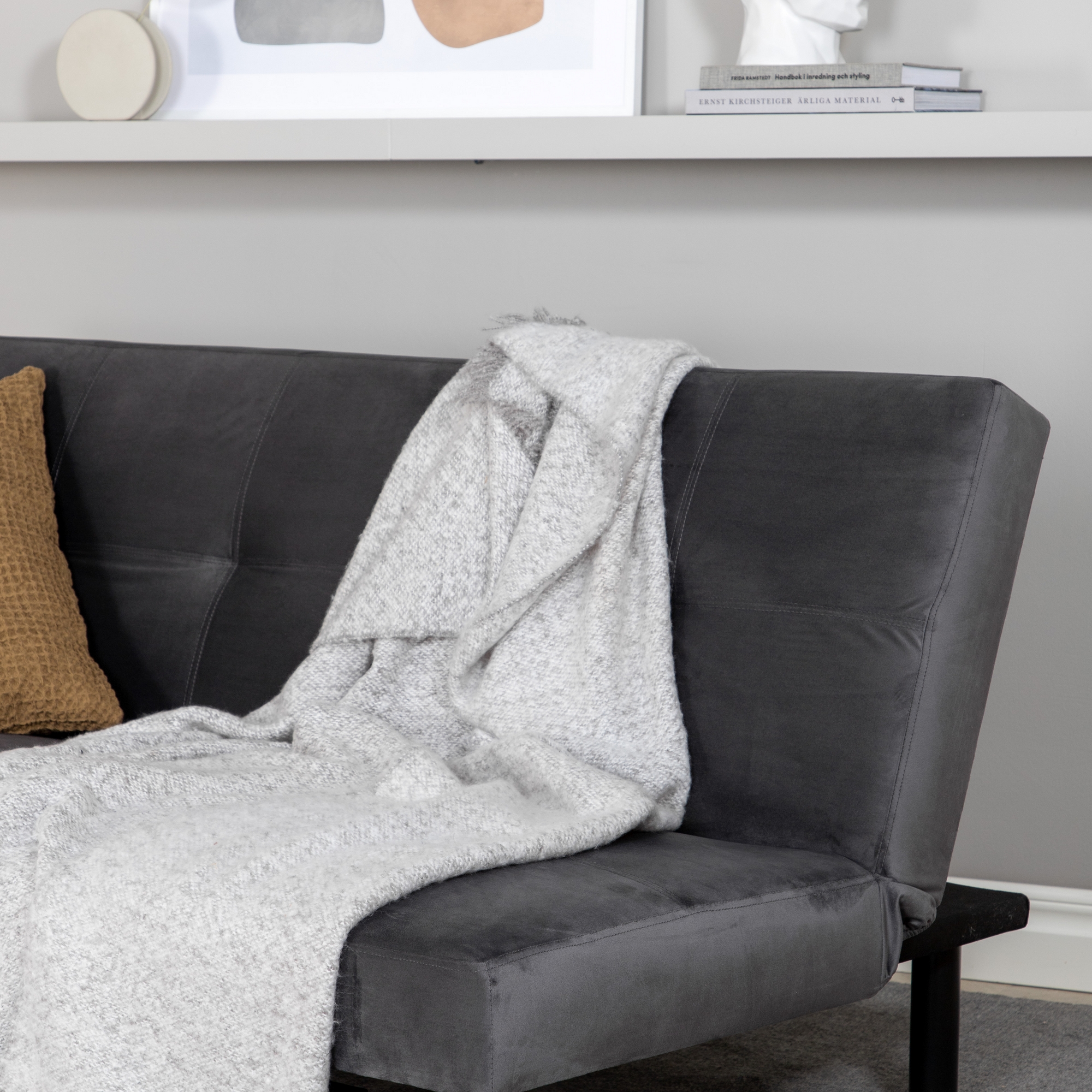 Bäddsoffa Venture Home Bodil Grå Sammet 2-sitssoffa 180x80x55 cm 1 Sovplats