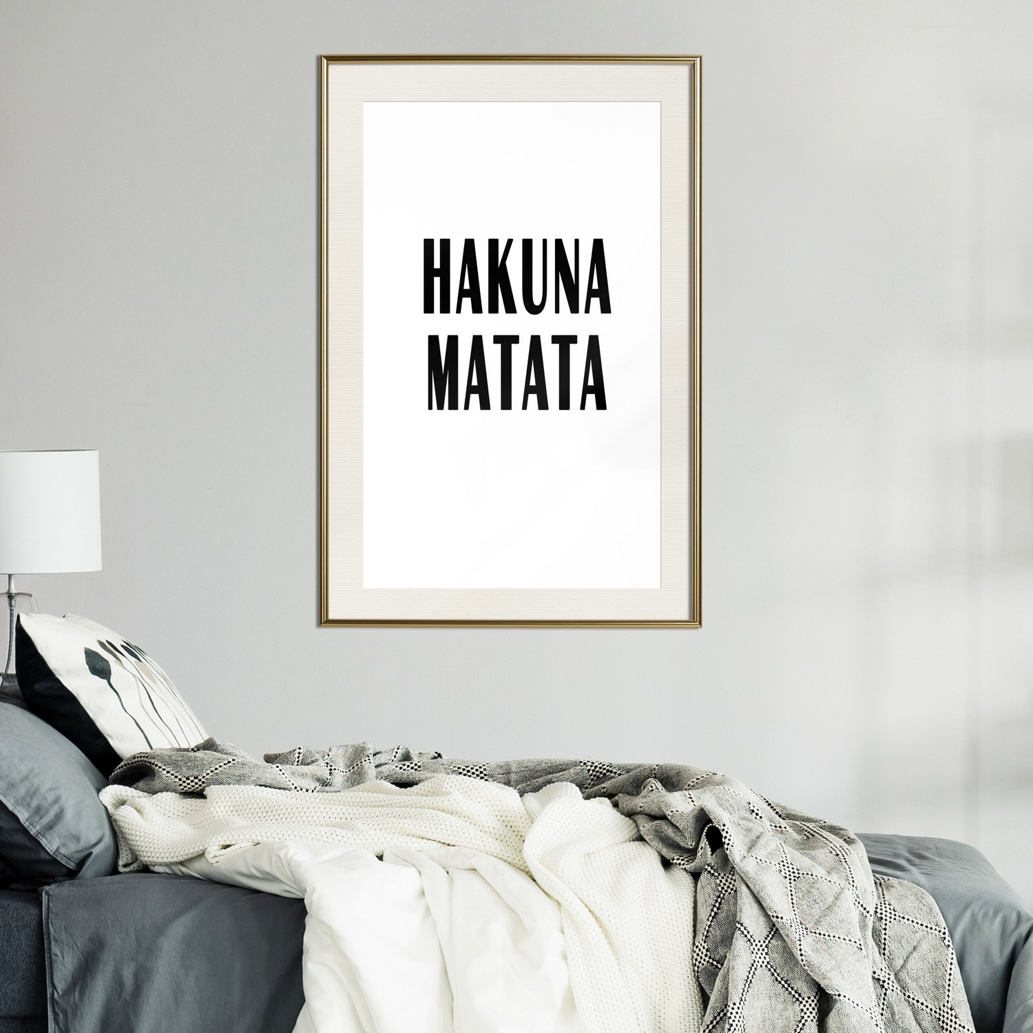 Affisch - Hakuna Matata [Poster] 20x30 Guld ram med passepartout, 20x30 cm