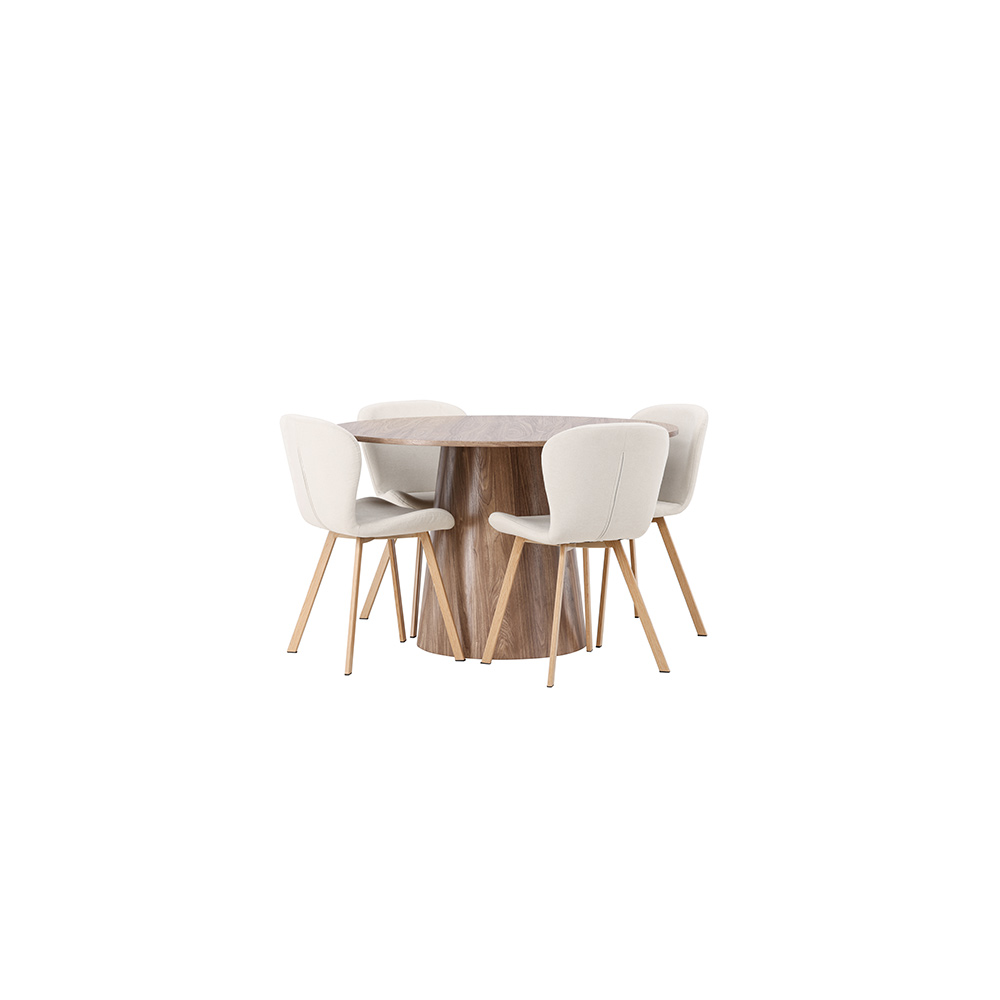 Matgrupp Venture Home Lanzo Ø120 cm med 4 st Lilja stolar