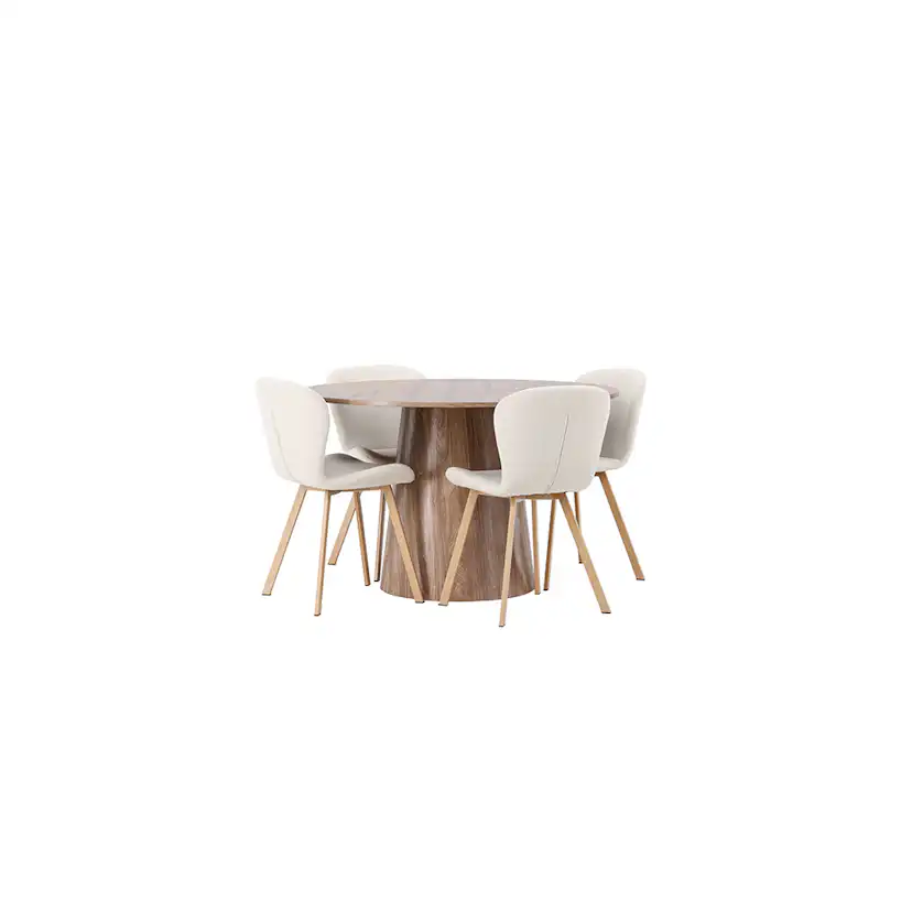 Matgrupp Venture Home Lanzo Ø120 cm med 4 st Lilja stolar