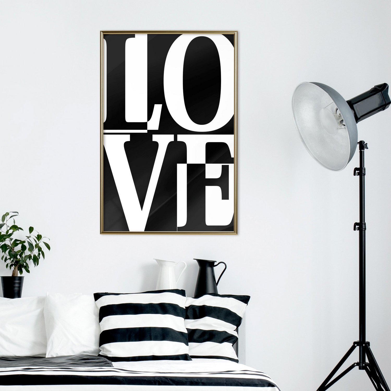 Affisch - Black and White Love [Poster] 30x45 Guld ram, 30x45 cm