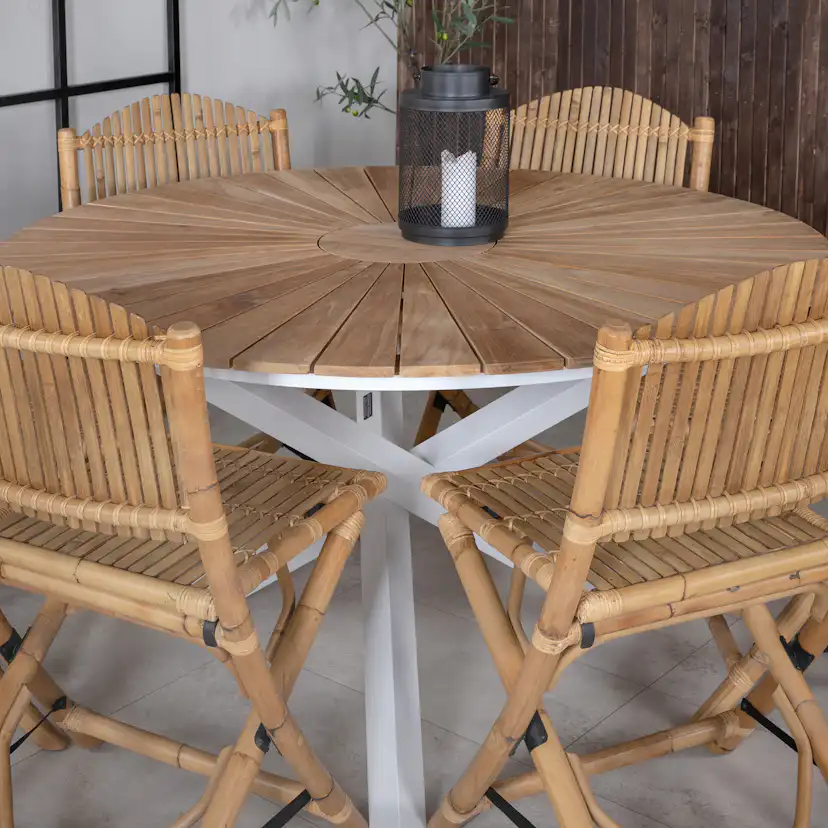 Matgrupp Venture Home Mendi Rund med 6 Cane Stolar