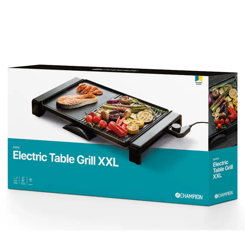 Elektrisk Bordsgrill Champion XXL 47x32cm 2000W EG210 Svart