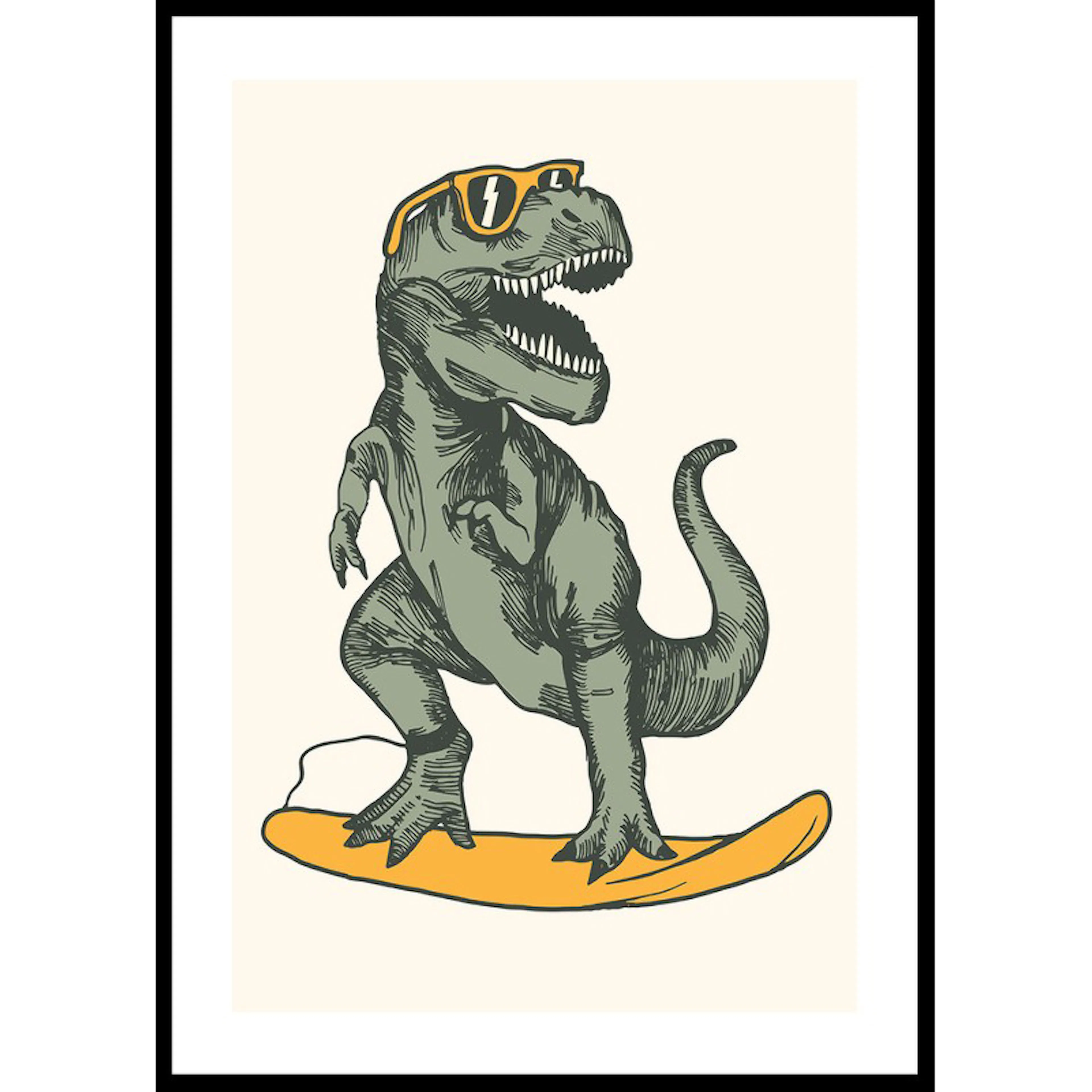 Poster Gallerix T-rex Dino Surfing
