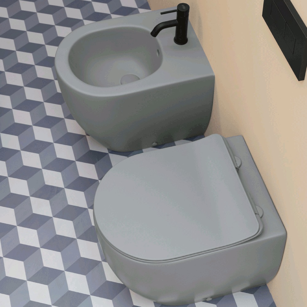 Toalettsits Lavabo Glomp Mini Slim Mjukstängande Hårdsits Ma Matt Grå