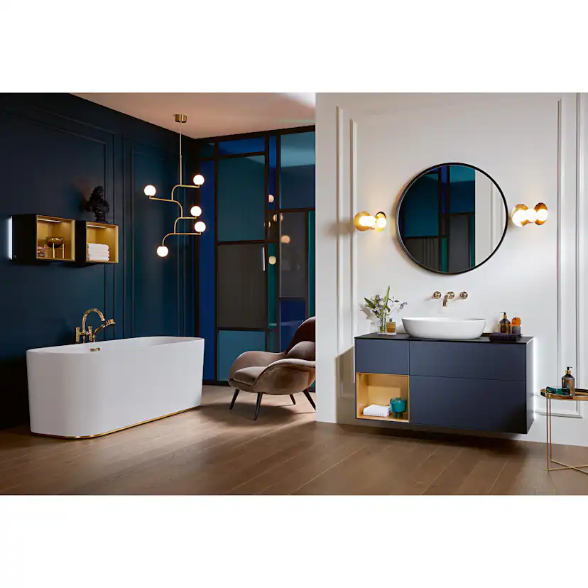 Badkar Villeroy & Boch Finion UBQ177FIN7A100V401 Vit Alpin, Krom, Utan Designring, Bräddavlopp, Utan Belysning