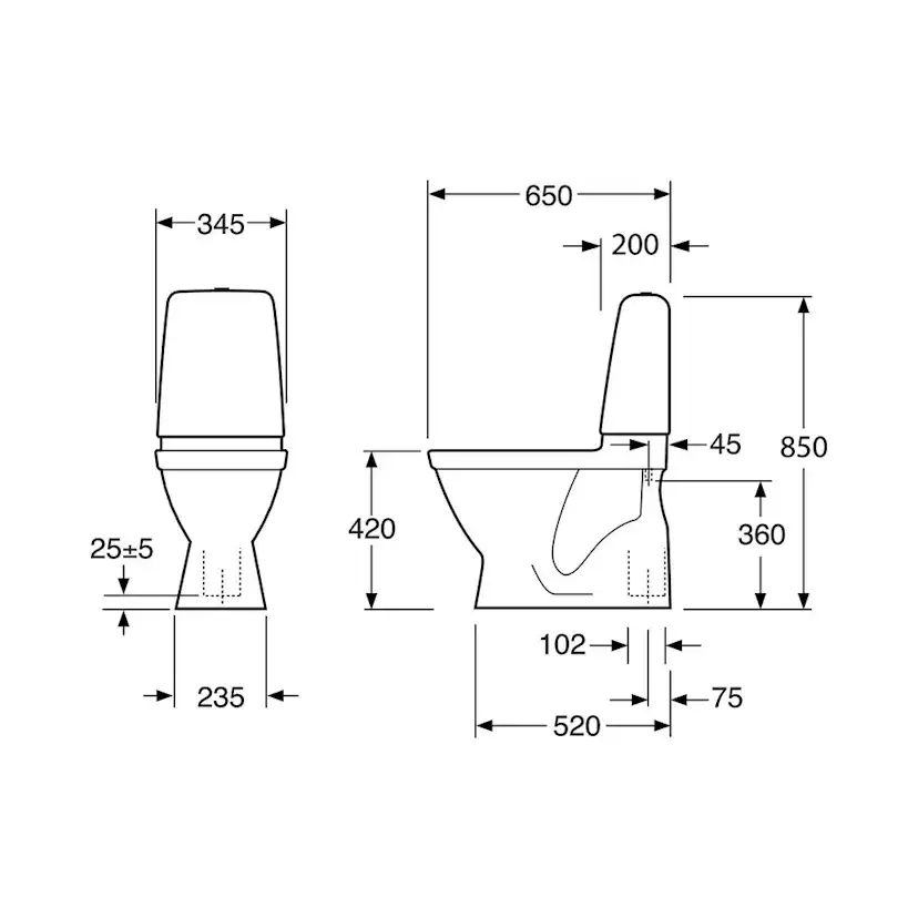 Toalettstol Gustavsberg Public 6600 C+ Hygienic Flush