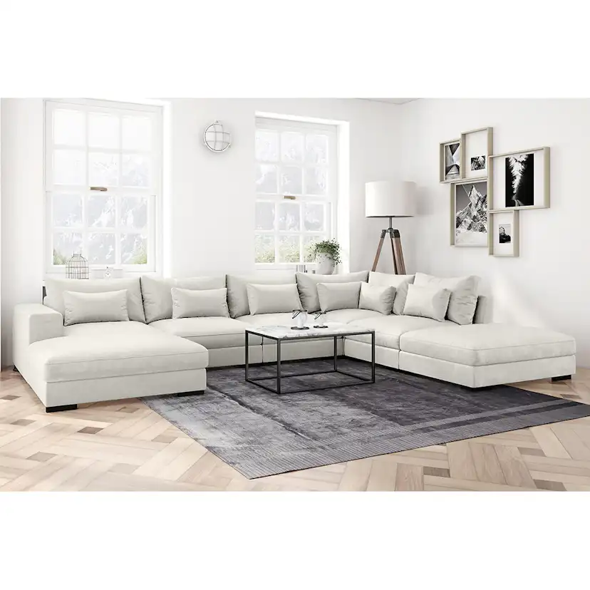 Dubai Fotpall Sammet Beige