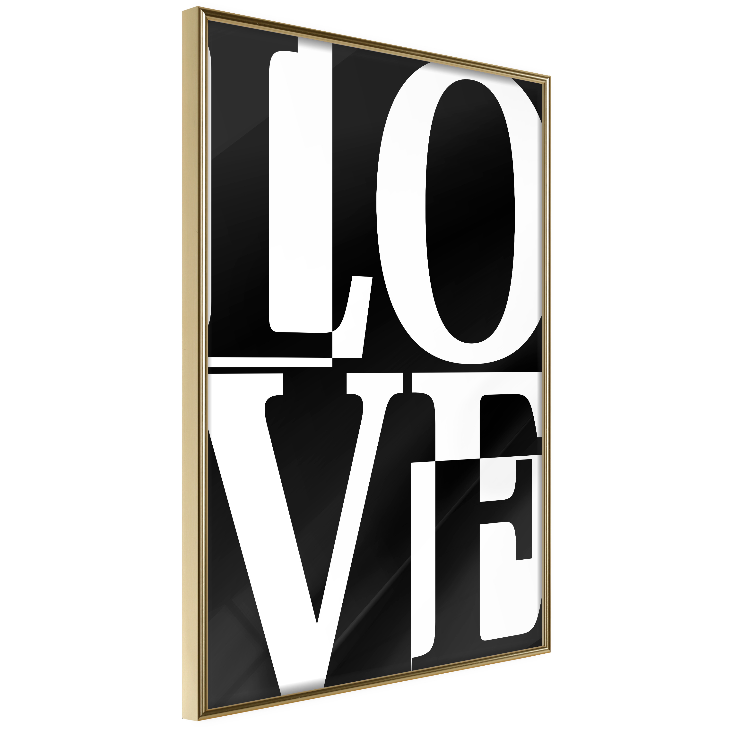 Affisch - Black and White Love [Poster] 30x45 Guld ram, 30x45 cm