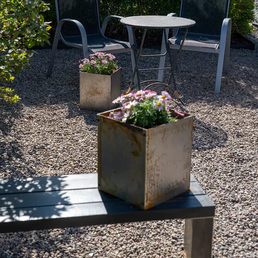 Parkbänk 2-pack bänkstativ corten Corten