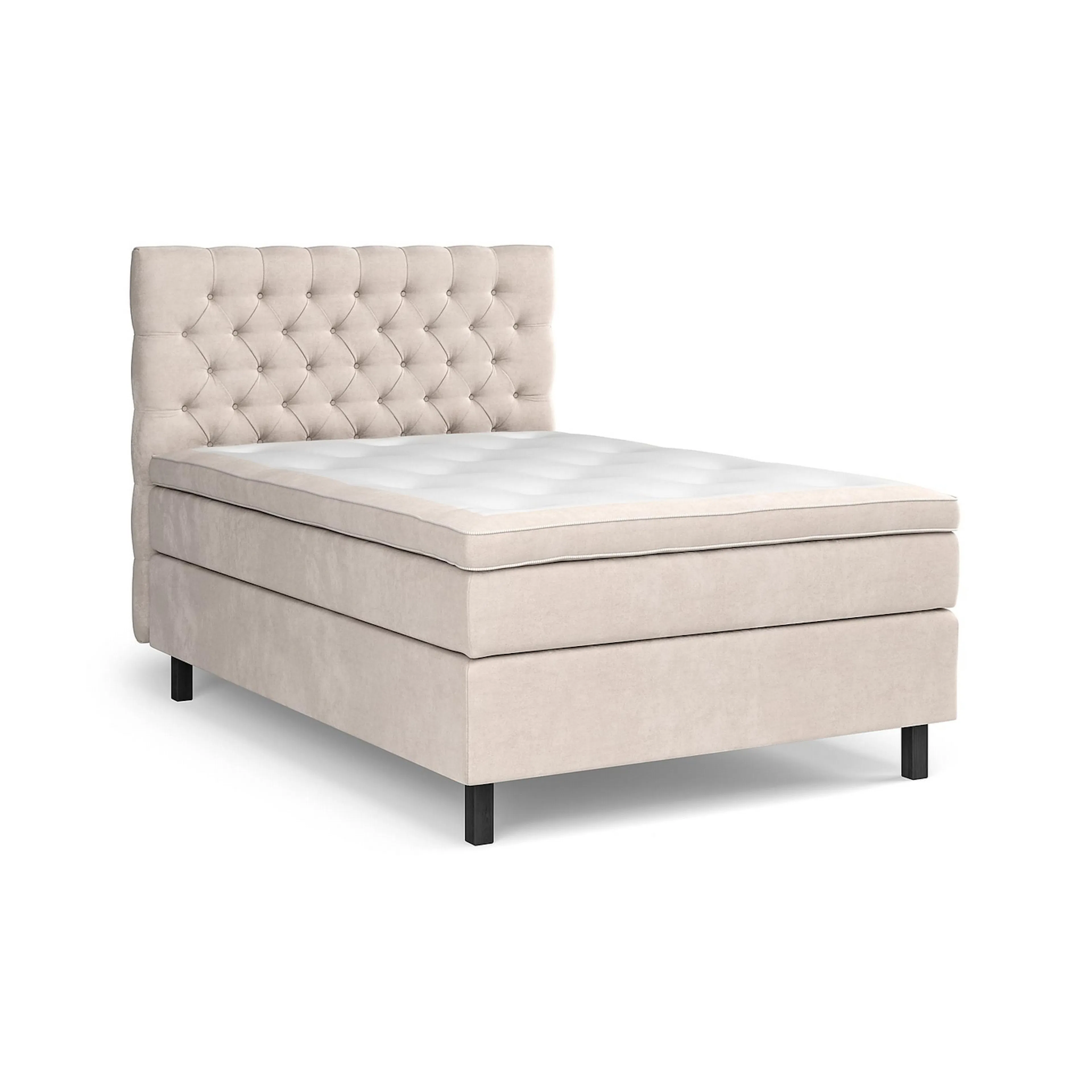 Celine Sängpaket 120x200cm Beige Sammet, Fast, Ben Svart Trä 120x200, Beige, Fast, Ben: Svart