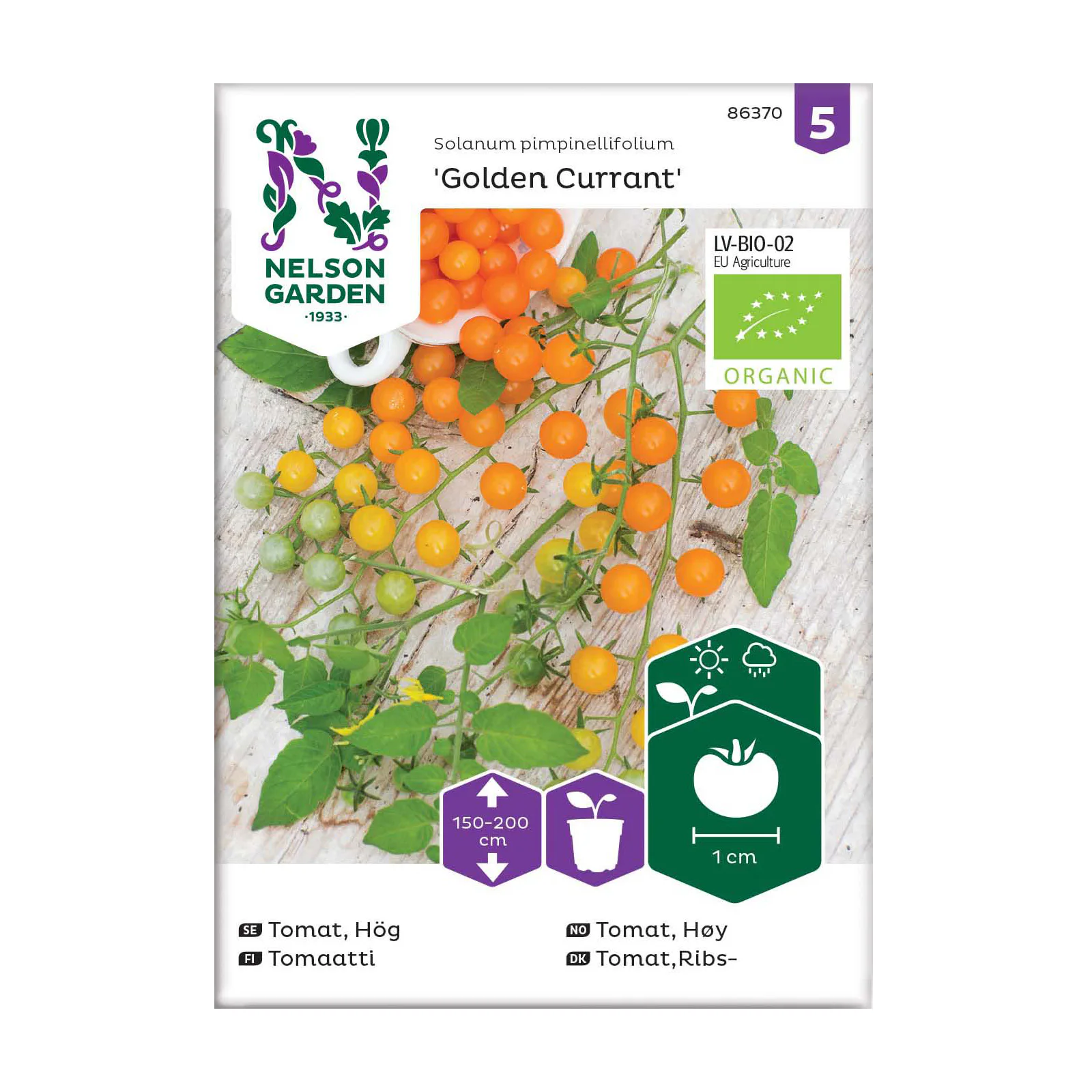 Frö Tomat Nelson Garden Golden Currant Organic Hög