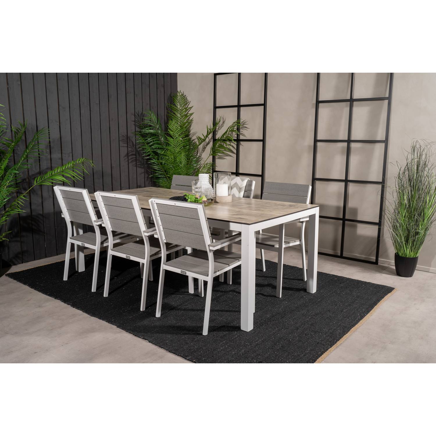 Matgrupp Venture Home Llama Matgrupp Utomhus 205cm med 6 Levels Stapelbara Matstolar