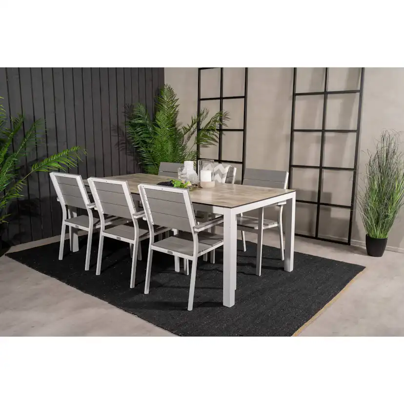 Matgrupp Venture Home Llama Matgrupp Utomhus 205cm med 6 Levels Stapelbara Matstolar