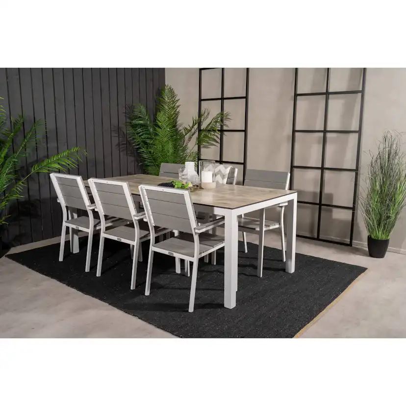 Matgrupp Venture Home Llama Matgrupp Utomhus 205cm med 6 Levels Stapelbara Matstolar