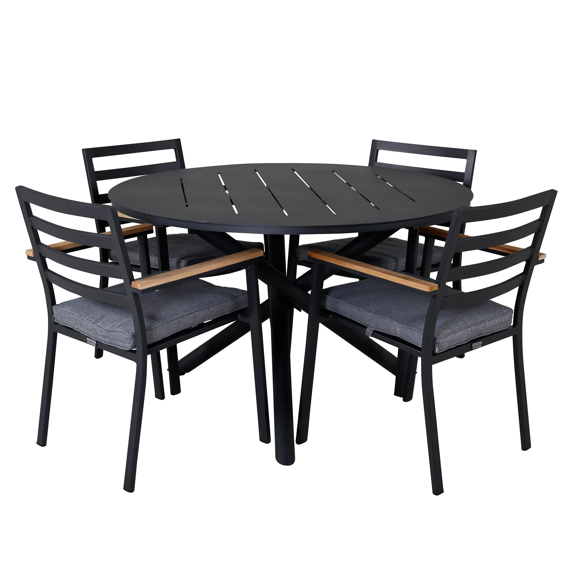 Alma Dining Table - Black Alu - ø120cm+Brasilia Karmstol (st Svart