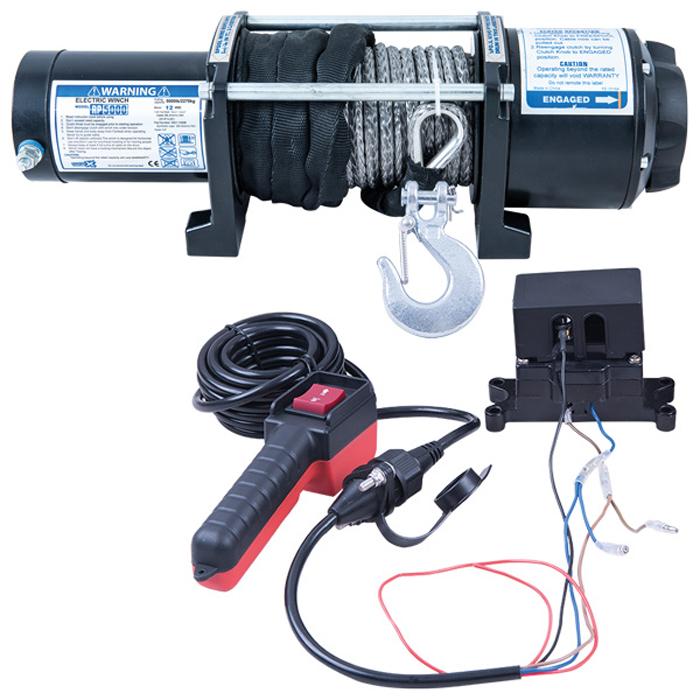 Trailervinsch Rock RP5000 Elektrisk 12 Vdc 3,8 HK (2,8kW) 2268 kg M/Lina
