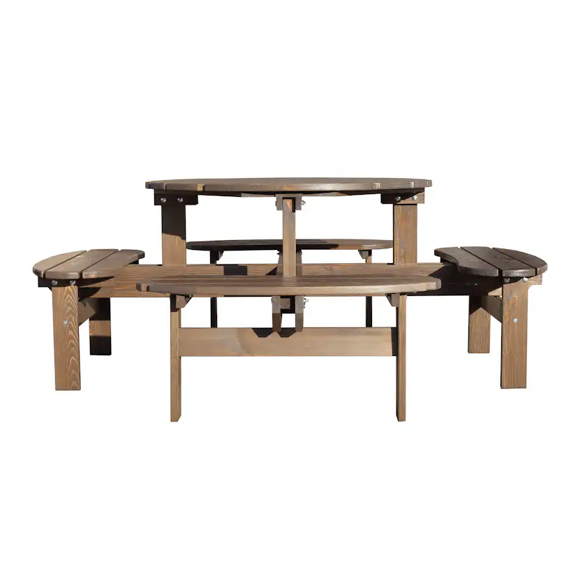 Picknickbord Baltic Garden Rondo Picnic, Robust Bänkbord med 8 Sittplatser