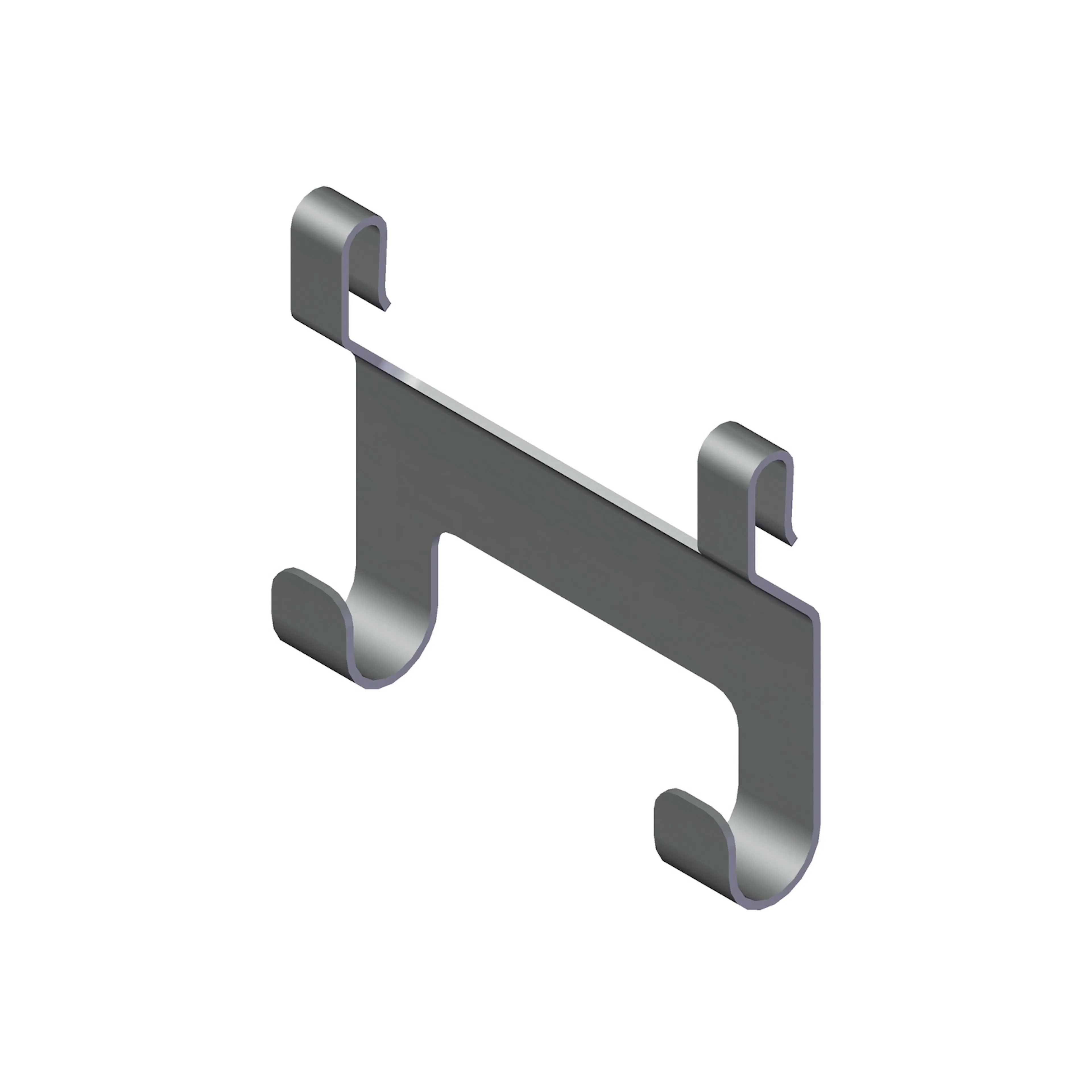 Dubbelkrok med klädstångsfäste, silver, 2-pack Silver
