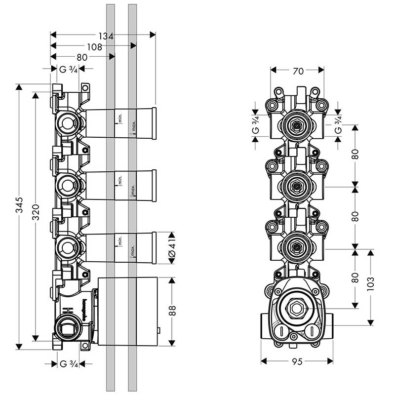 Inbyggnadsdel Axor ShowerCollection för Termostatmodul 360/120
