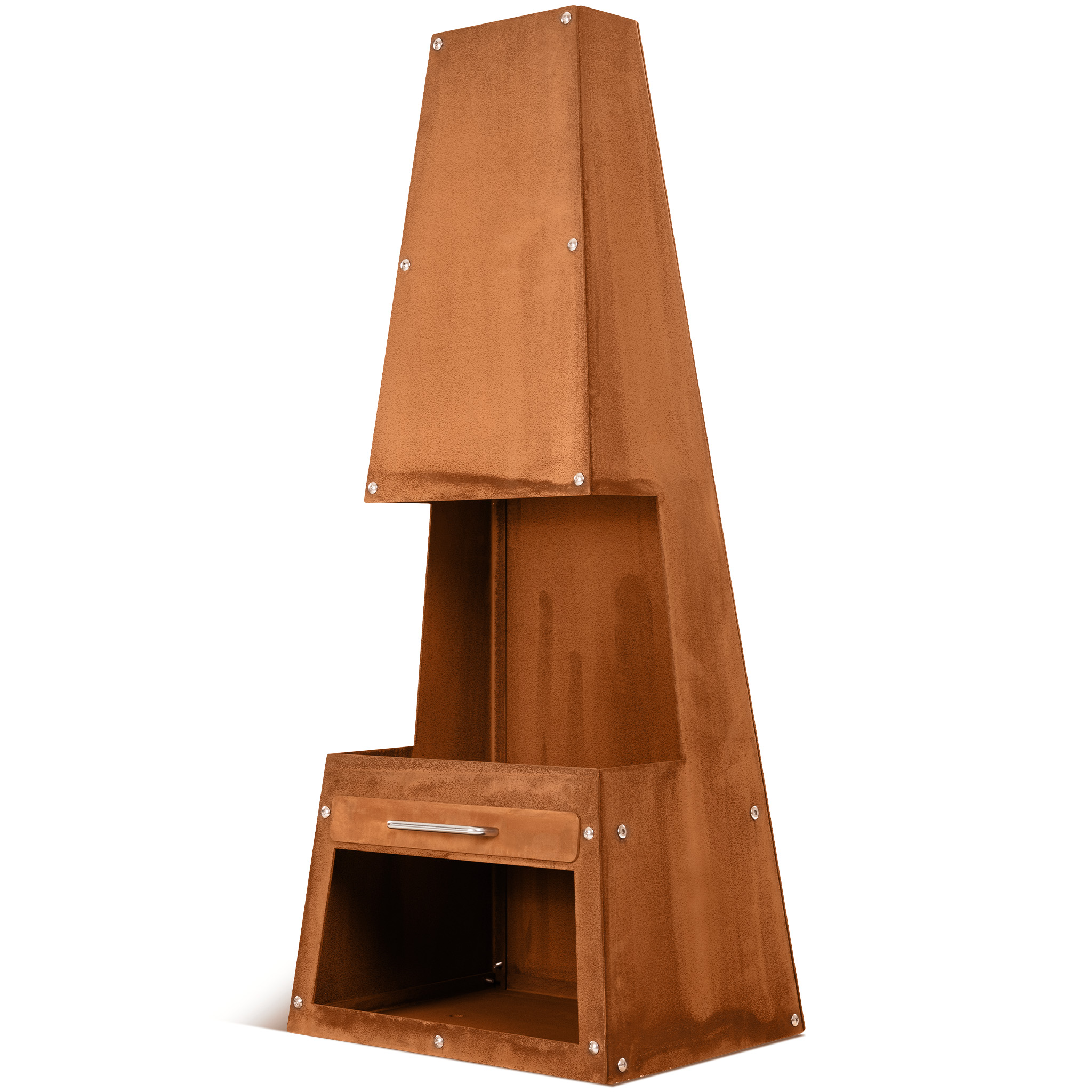 Eldstad Lyfco Cortenstål Hög med Hylla