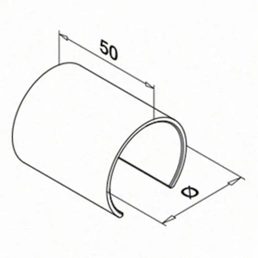 Koppling Herrljunga Ledstångsfabrik Rak Överliggare Inomhus 50 mm