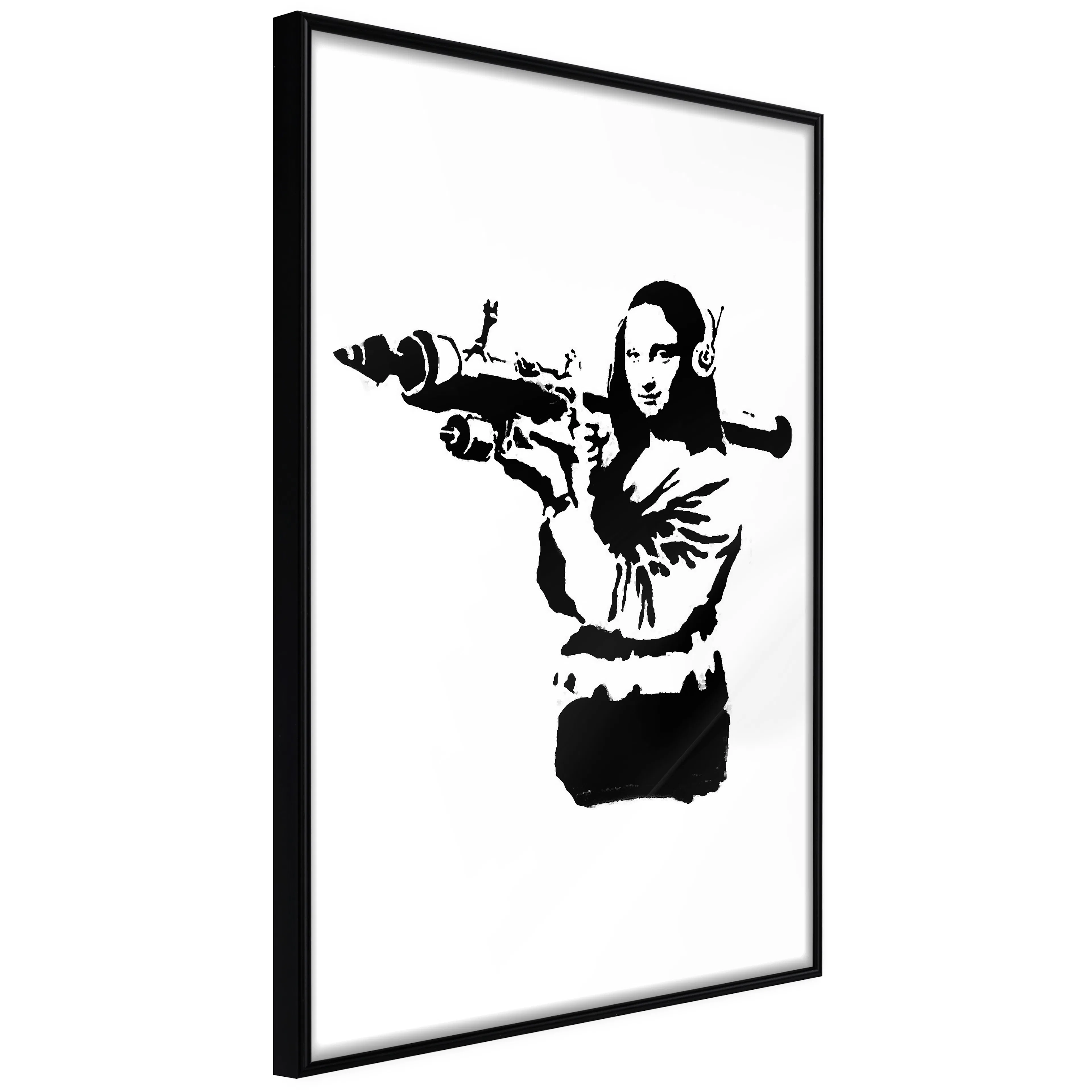 Affisch - Banksy Mona Lisa with Rocket Launcher [Poster] 40x Svart ram, 40x60 cm