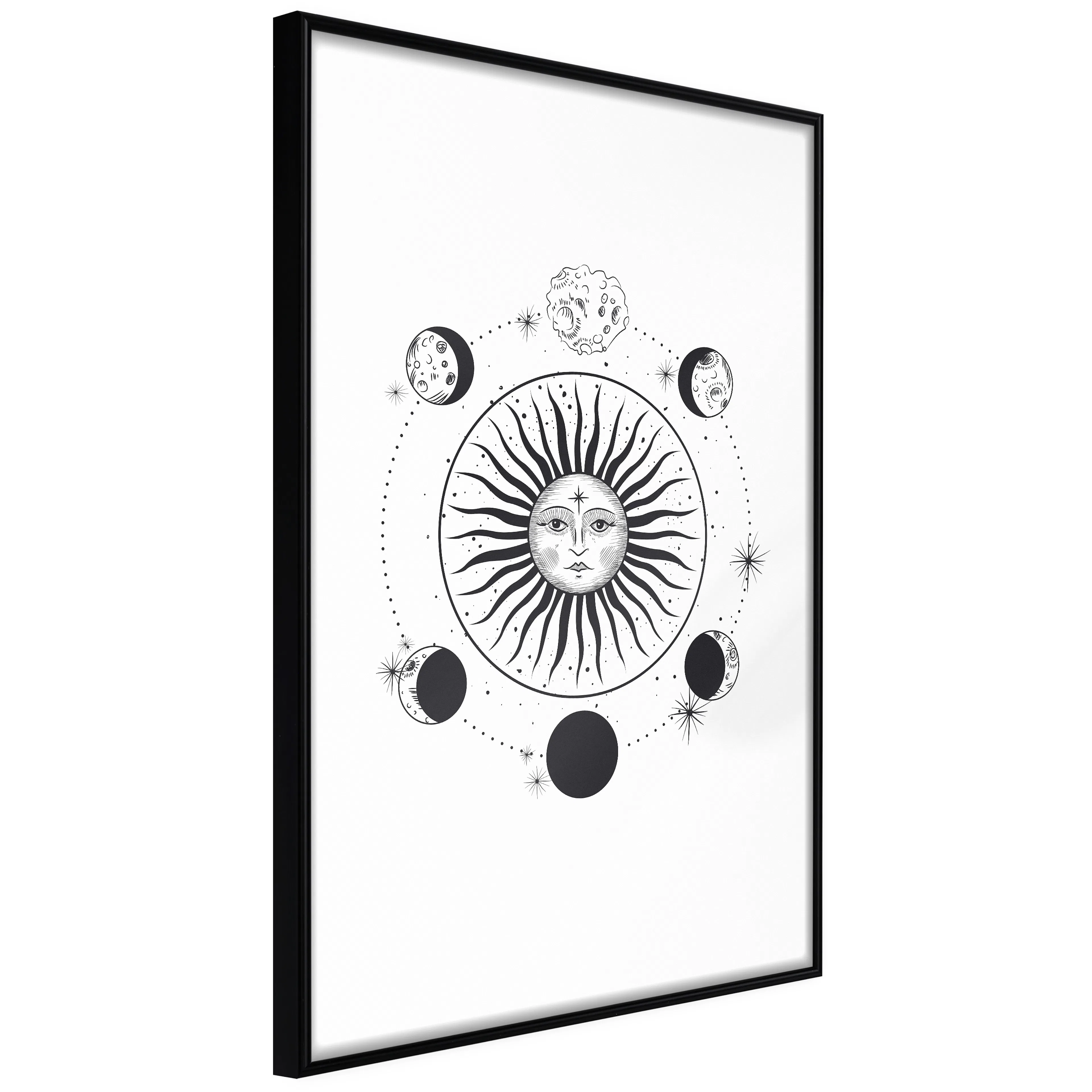 Affisch - Moon Phases [Poster] 40x60 Svart ram, 40x60 cm