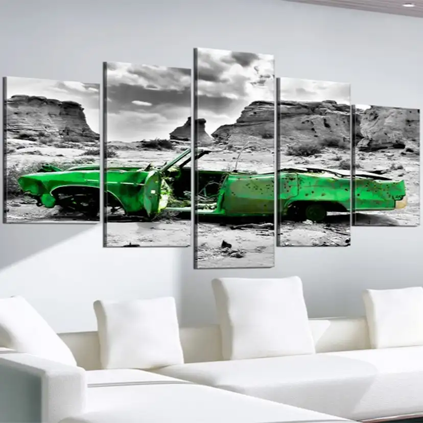 Tavla Arkiio Green Retro Car At Colorado Desert
