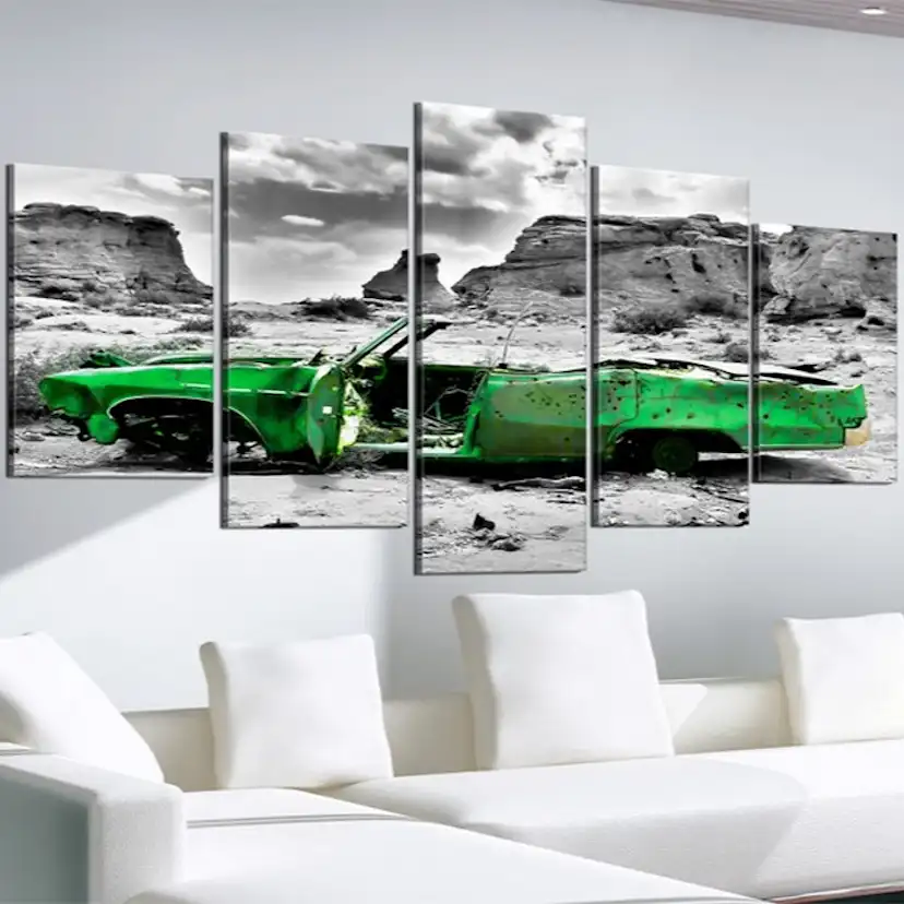 Tavla Arkiio Green Retro Car At Colorado Desert