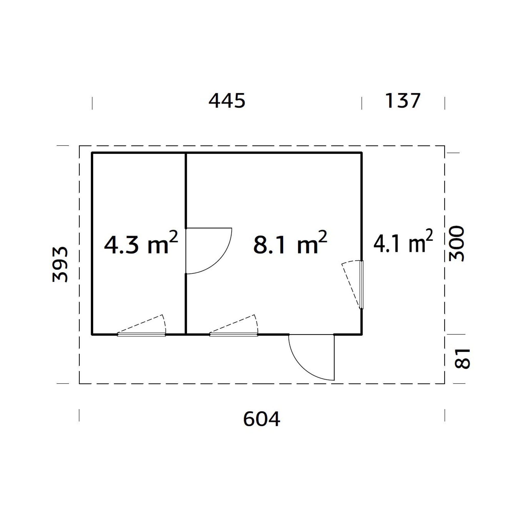 Trädgårdshus Palmako Grace 13,4+4,1 m2