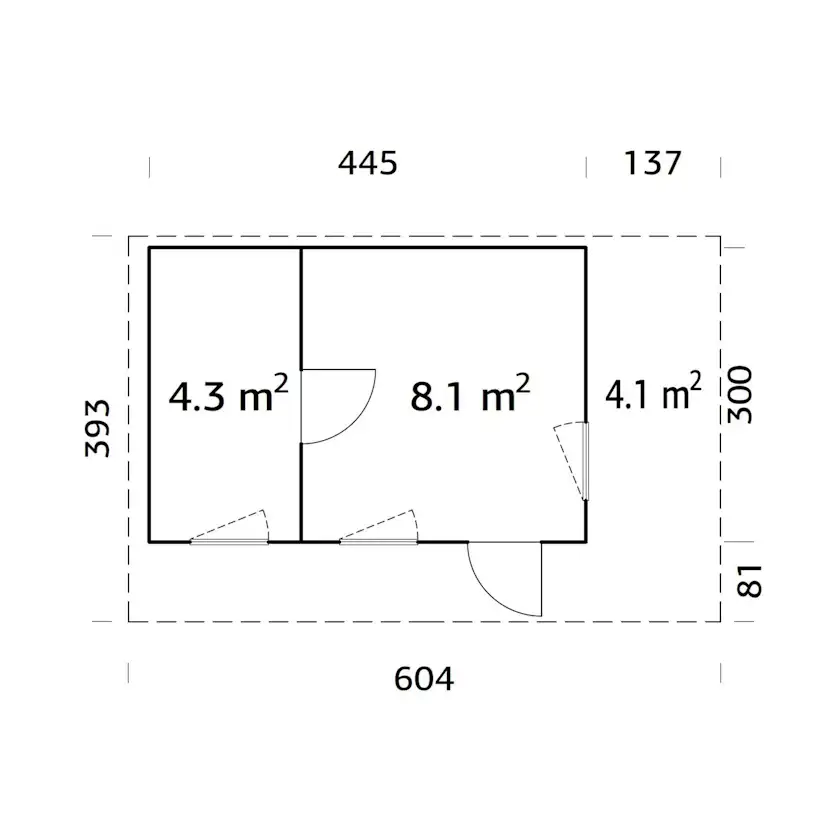 Trädgårdshus Palmako Grace 13,4+4,1 m2