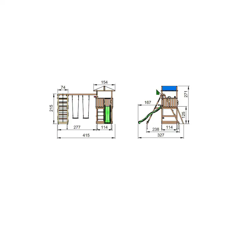 Lektorn Jungle Gym Hut Komplett Inkl Climb Modul X'tra och Rutschkana