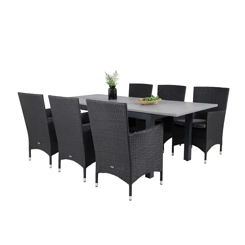 Albany Dining Table 160/240*100 - Svart Alu / Grey Aintwood+ Svart/Grå