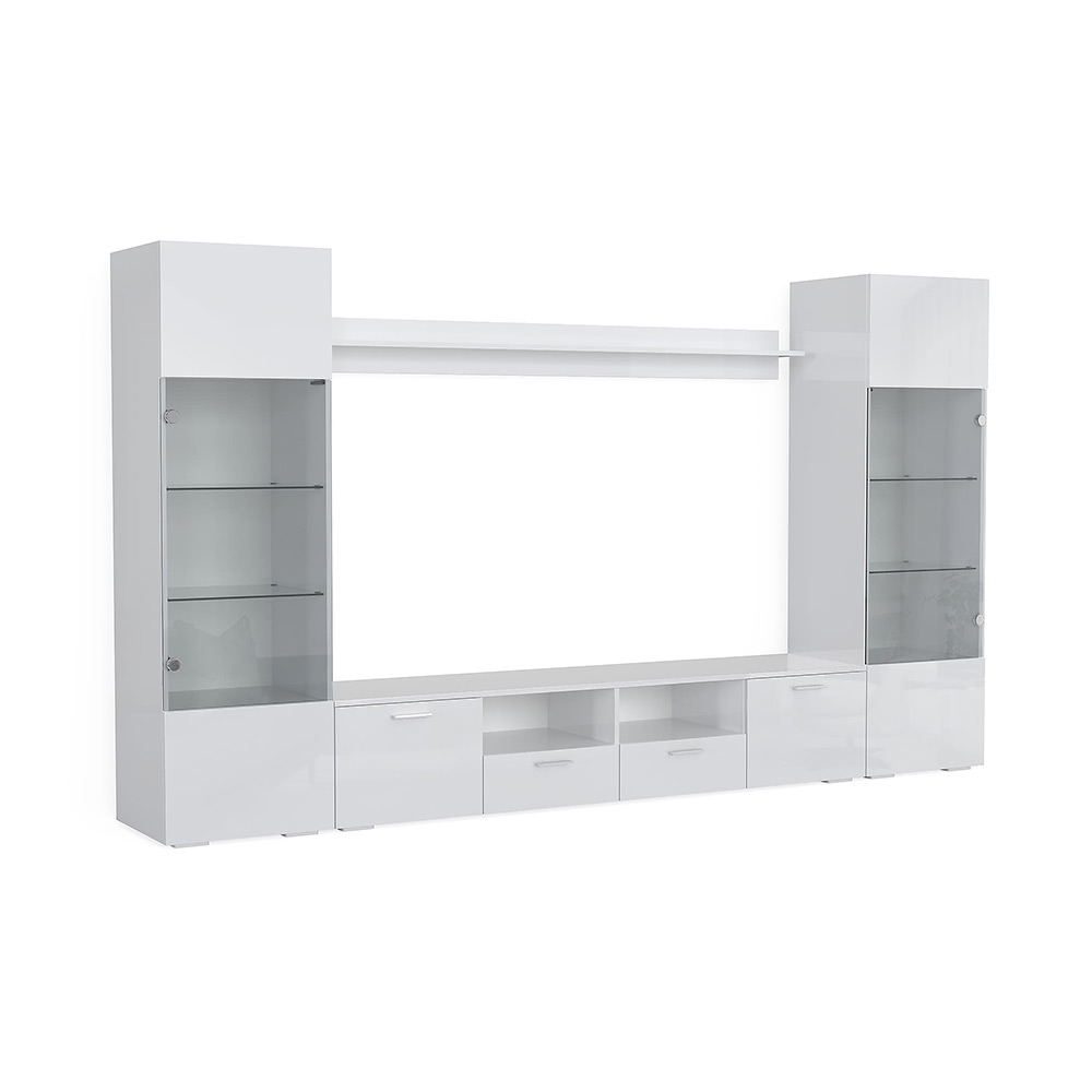 TV-Möbelset In Living Mellon Vit TV-Bänk & Hyllor 260cm