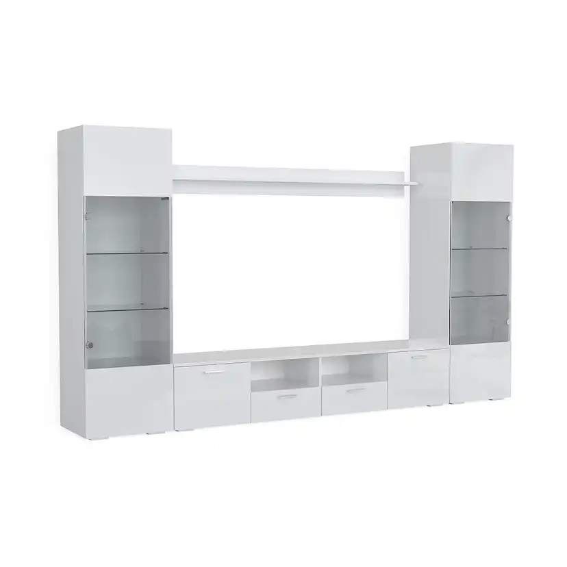 TV-Möbelset In Living Mellon Vit TV-Bänk & Hyllor 260cm