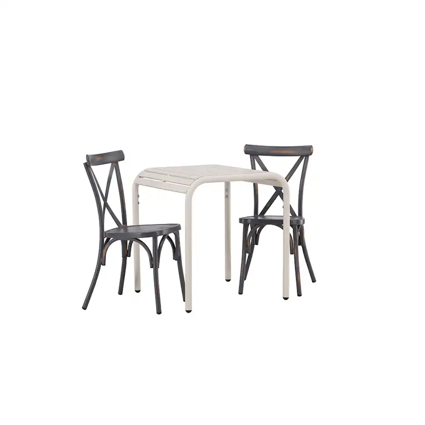Borneo Cafetable Aluminium - Beige / Kvadrat 70*70* +Tablas Mörkgrå/Beige