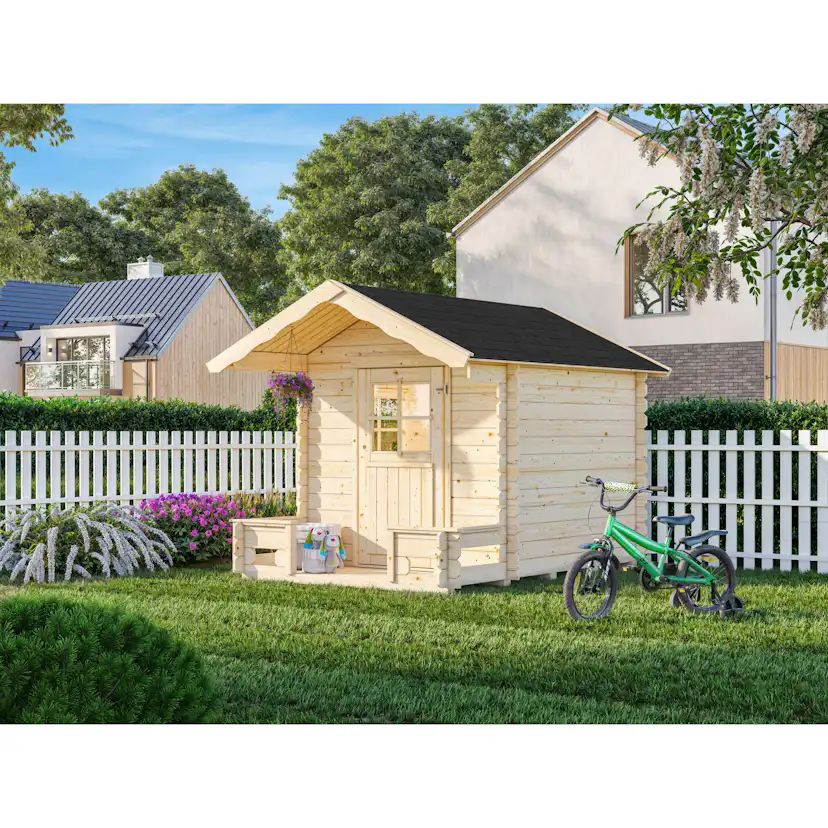 Lekstuga Palmako Stina 3,1 m² Trästuga med Altan