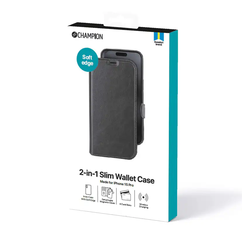 Mobilskal Champion 2-in-1 Slim wallet iPhone 15 Pro