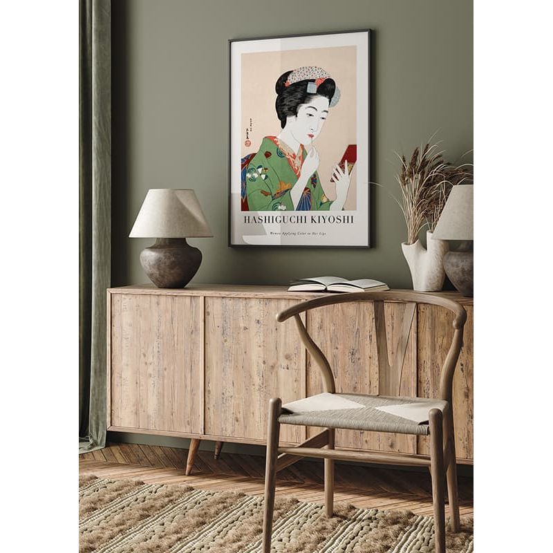 Poster Gallerix Woman Applying Color To Her Lips By Goyō Hashiguchi