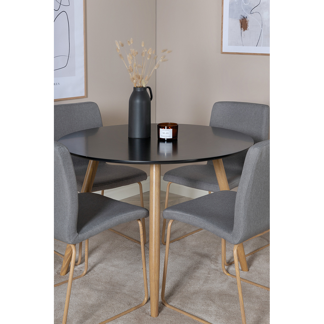 Matgrupp Venture Home Plaza Ø100 cm med 4st Mace Matstolar