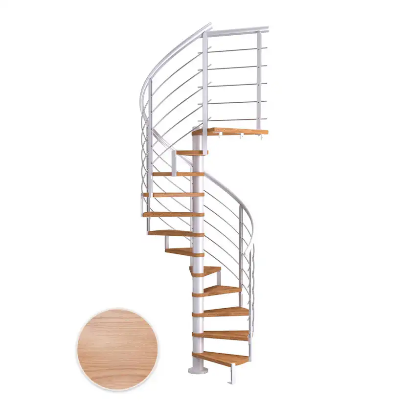 MONTREAL ek multiplex vit DESIGN 13T Ø120 Vit, D: 1200 mm, Golv till golv höjd: 2870-3290 mm, 13+1 steg