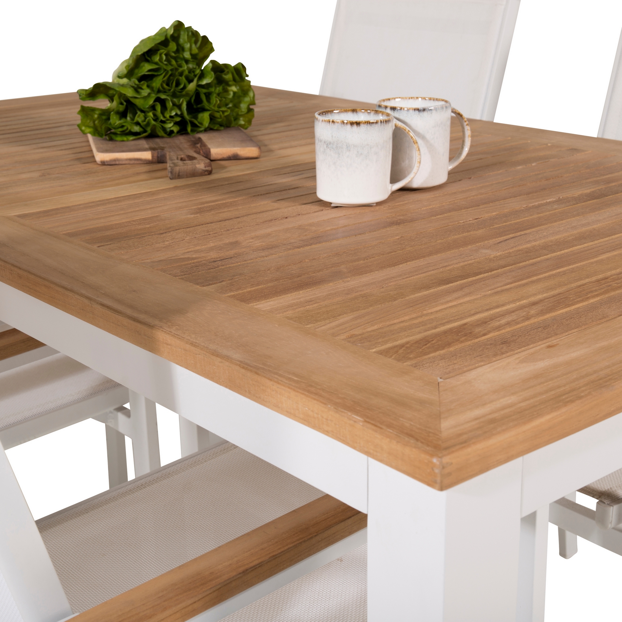 Panama Dining Table 152/210*90 - White Alu / Teak+Texas Arm Blanka Ben